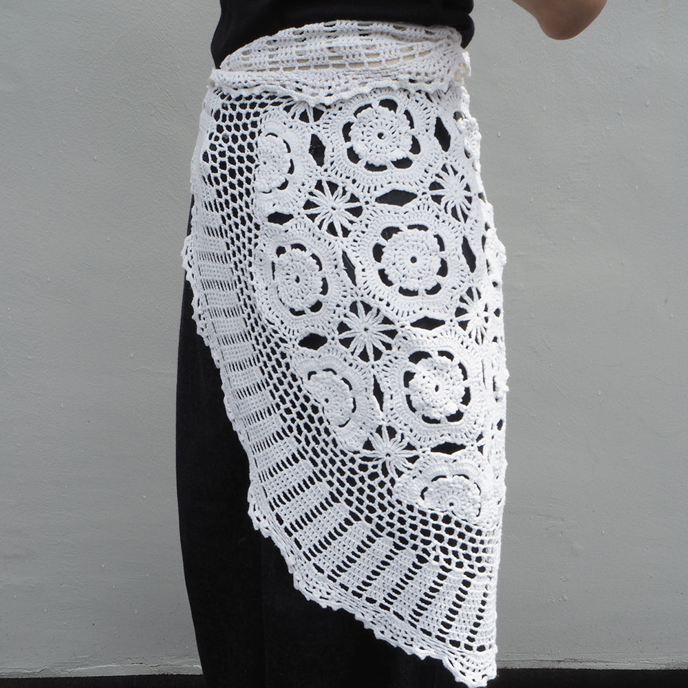 Vintage Lace Wrap Skirt _ white 7