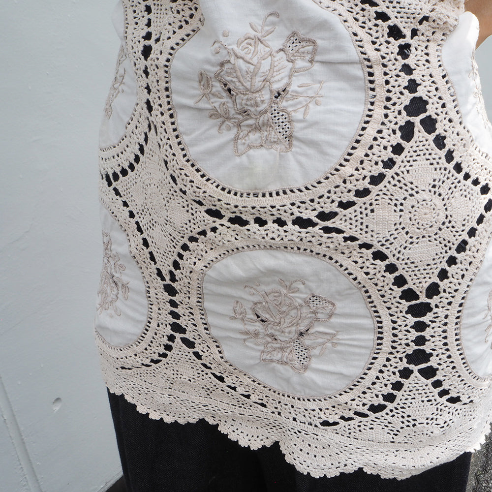Vintage Lace Wrap Skirt _ white 12