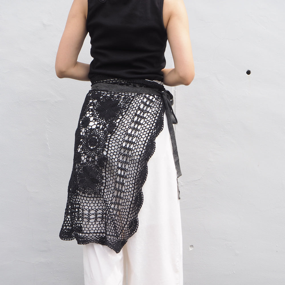 Vintage Lace Wrap Skirt _ Black 4
