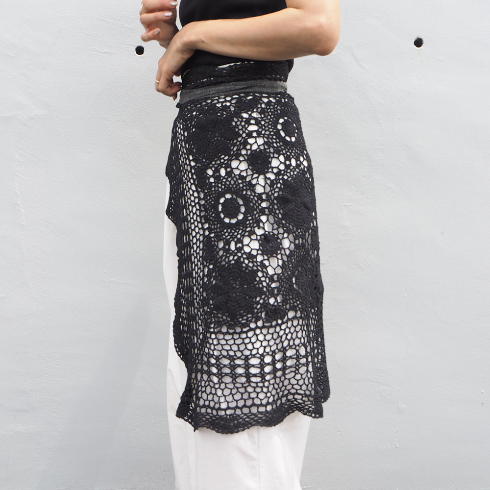 Vintage Lace Wrap Skirt _ Black 4