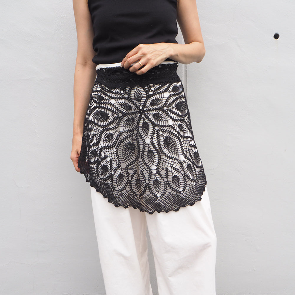 Vintage Lace Wrap Skirt _ Black 8