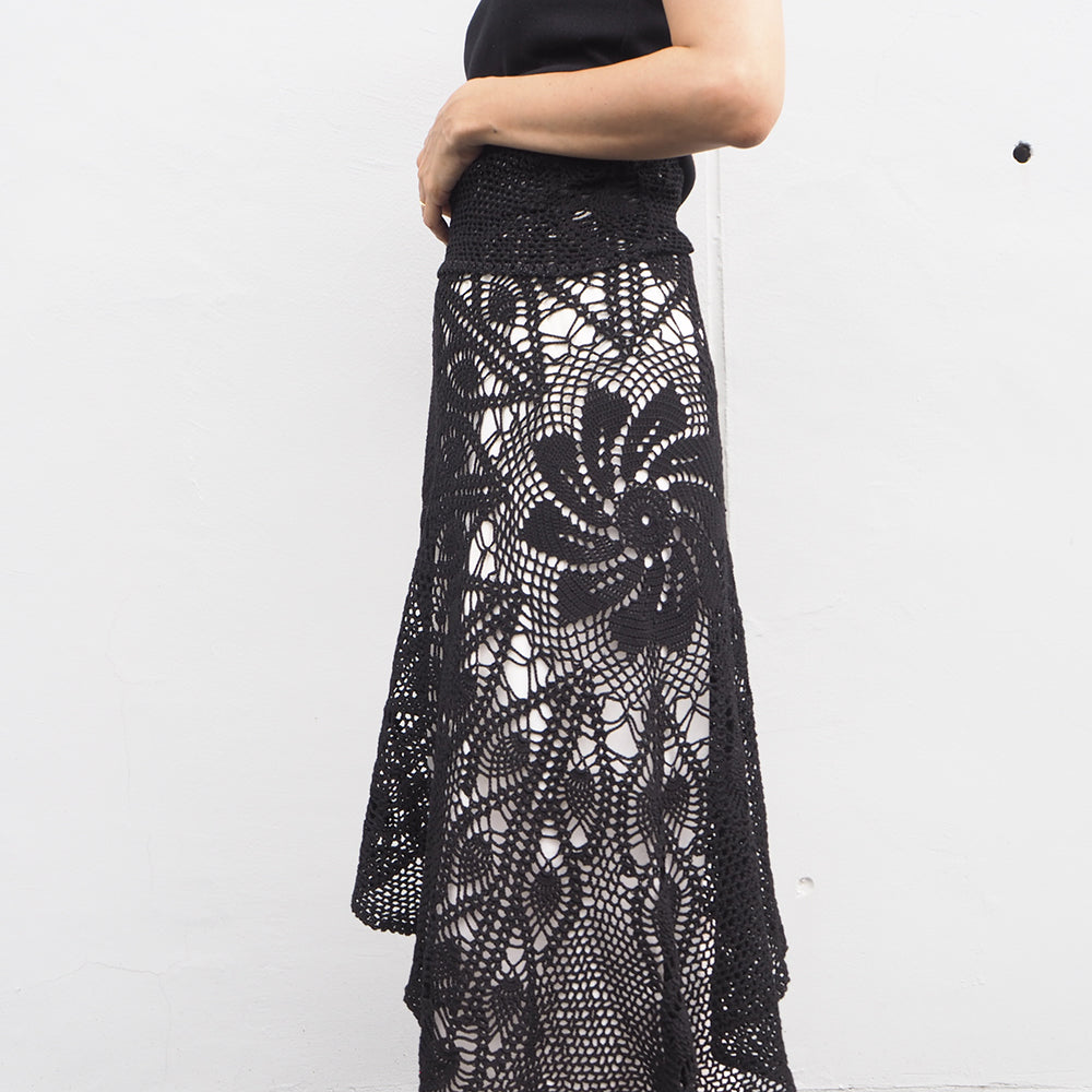 Vintage Lace Wrap Skirt _ Black 15