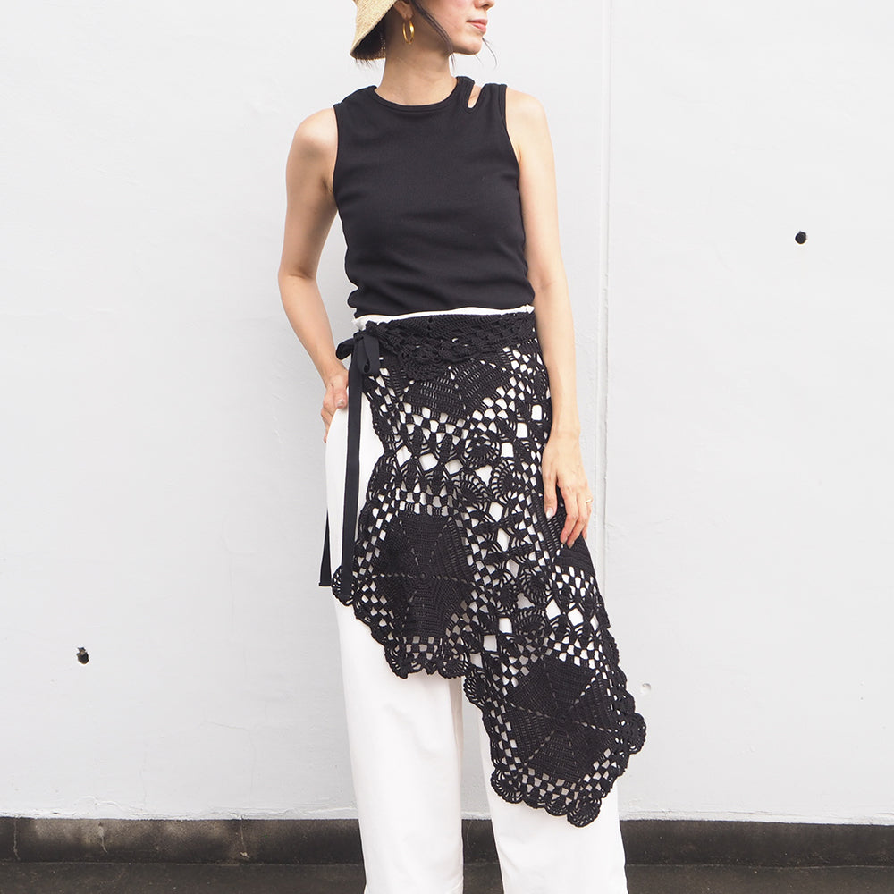 Vintage Lace Wrap Skirt _ Black 17