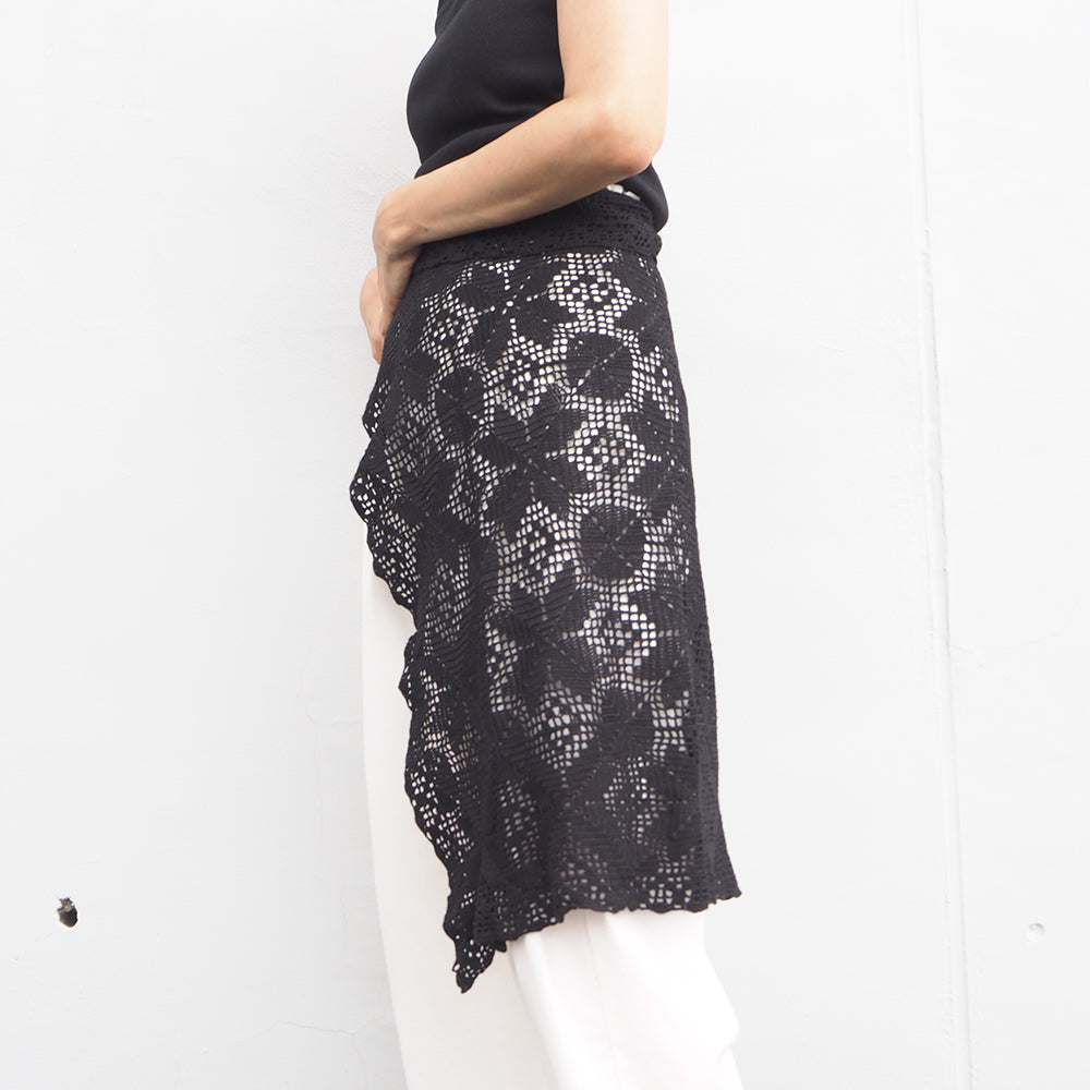 Vintage Lace Wrap Skirt _ Black 21