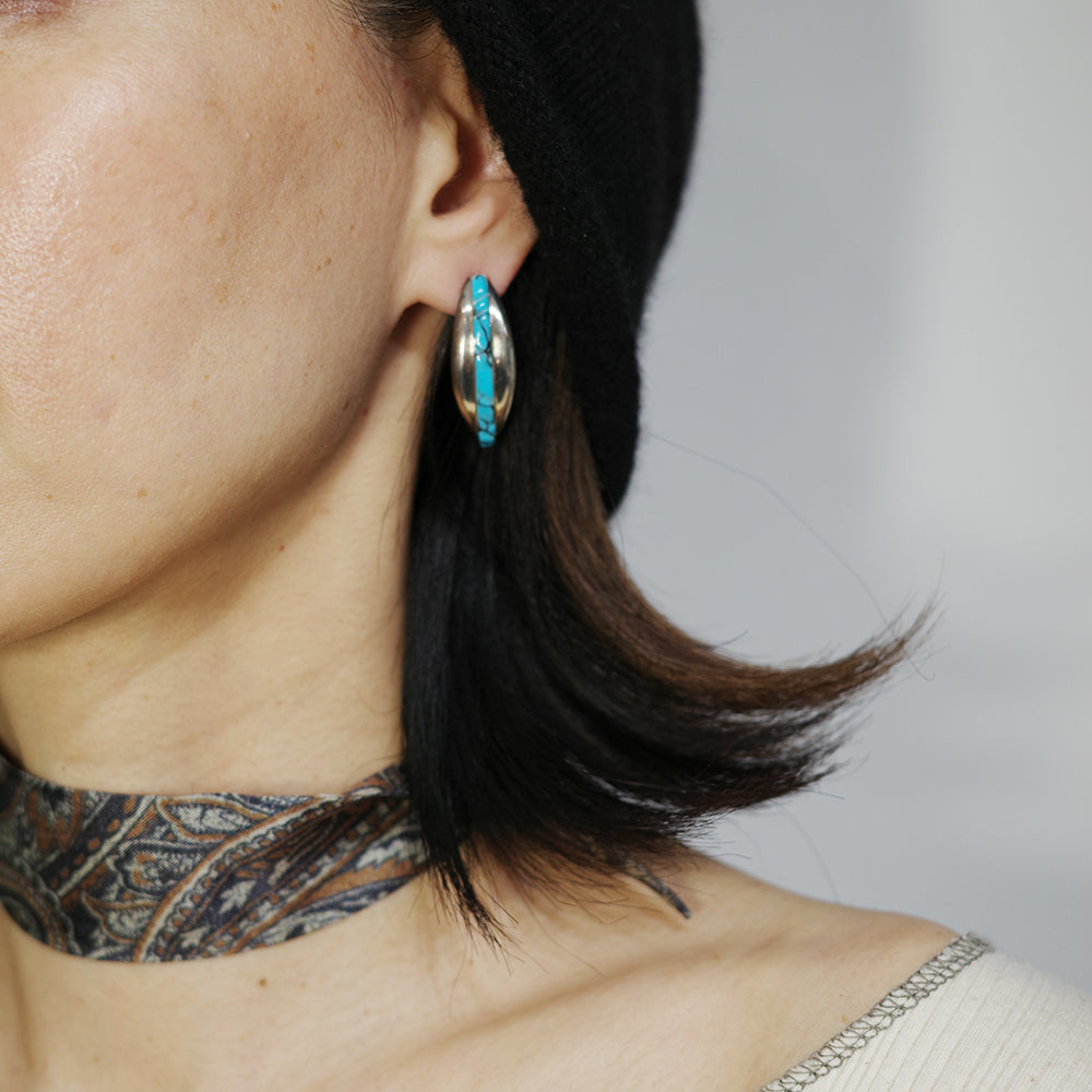 Vintage Silver Triple Stone Earrings