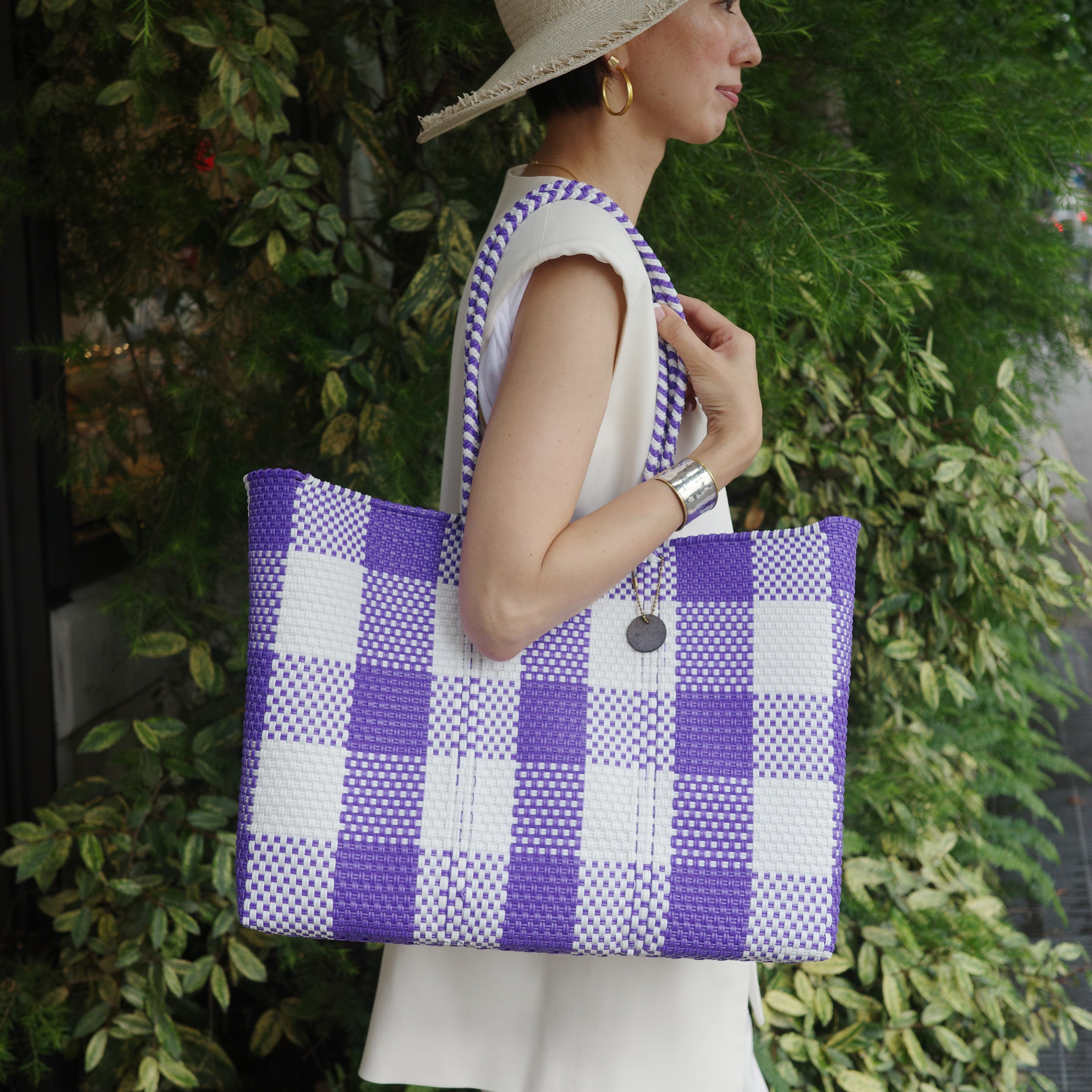 Mercado Bag Isabel (Long handle）Purple × white