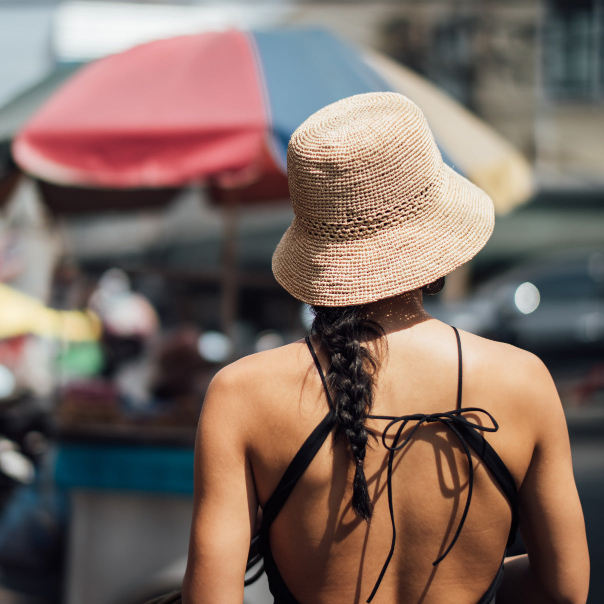 marihoja マリホジャ　Vintage Raffia Lace Hat Raffia Lace Line Bucket