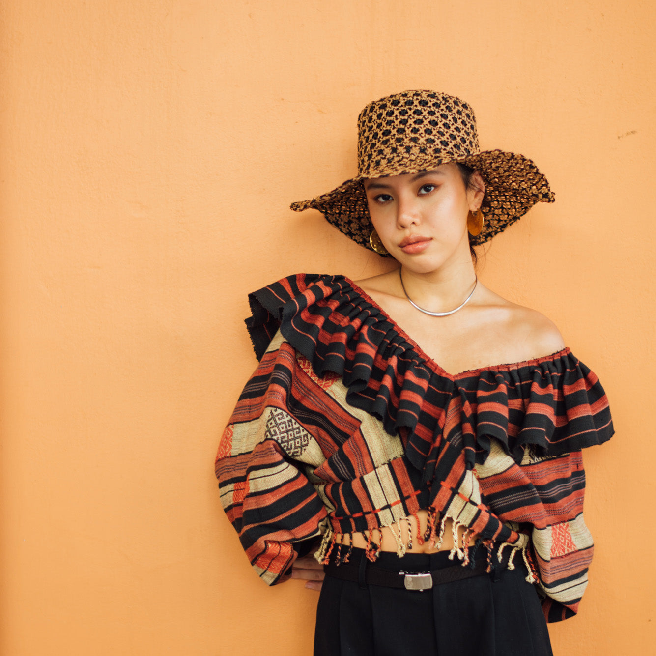 Two-tone Braid Wide Hat