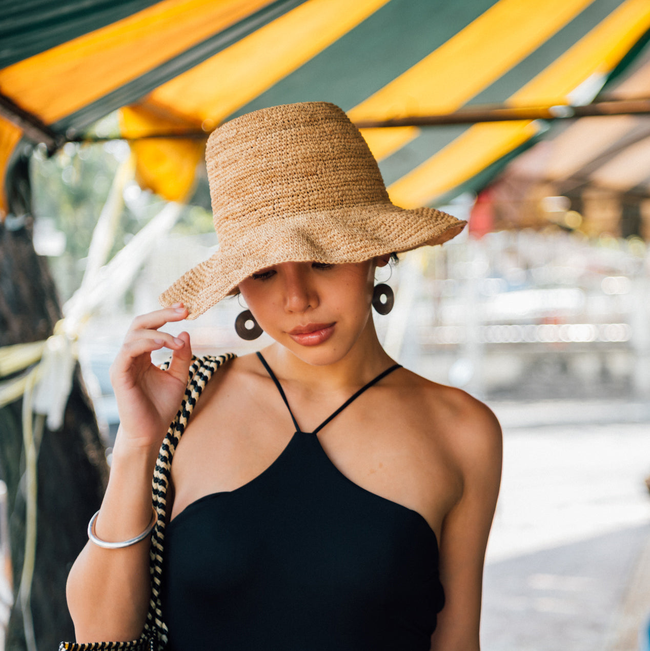 Weave Raffia Frill Tulip Hat