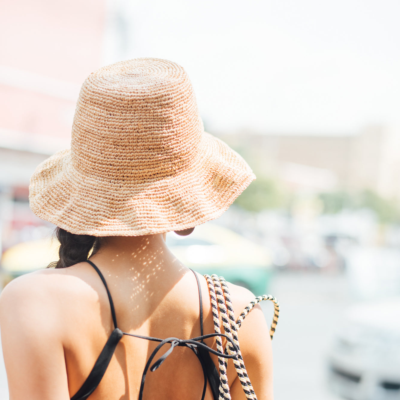 Weave Raffia Frill Tulip Hat