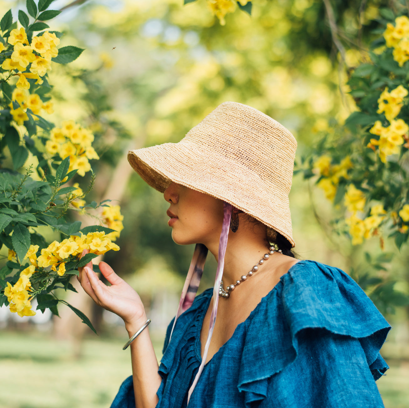 帽子 marihoja Weave Raffia Fedra Hat Weave Raffia Shade Hat