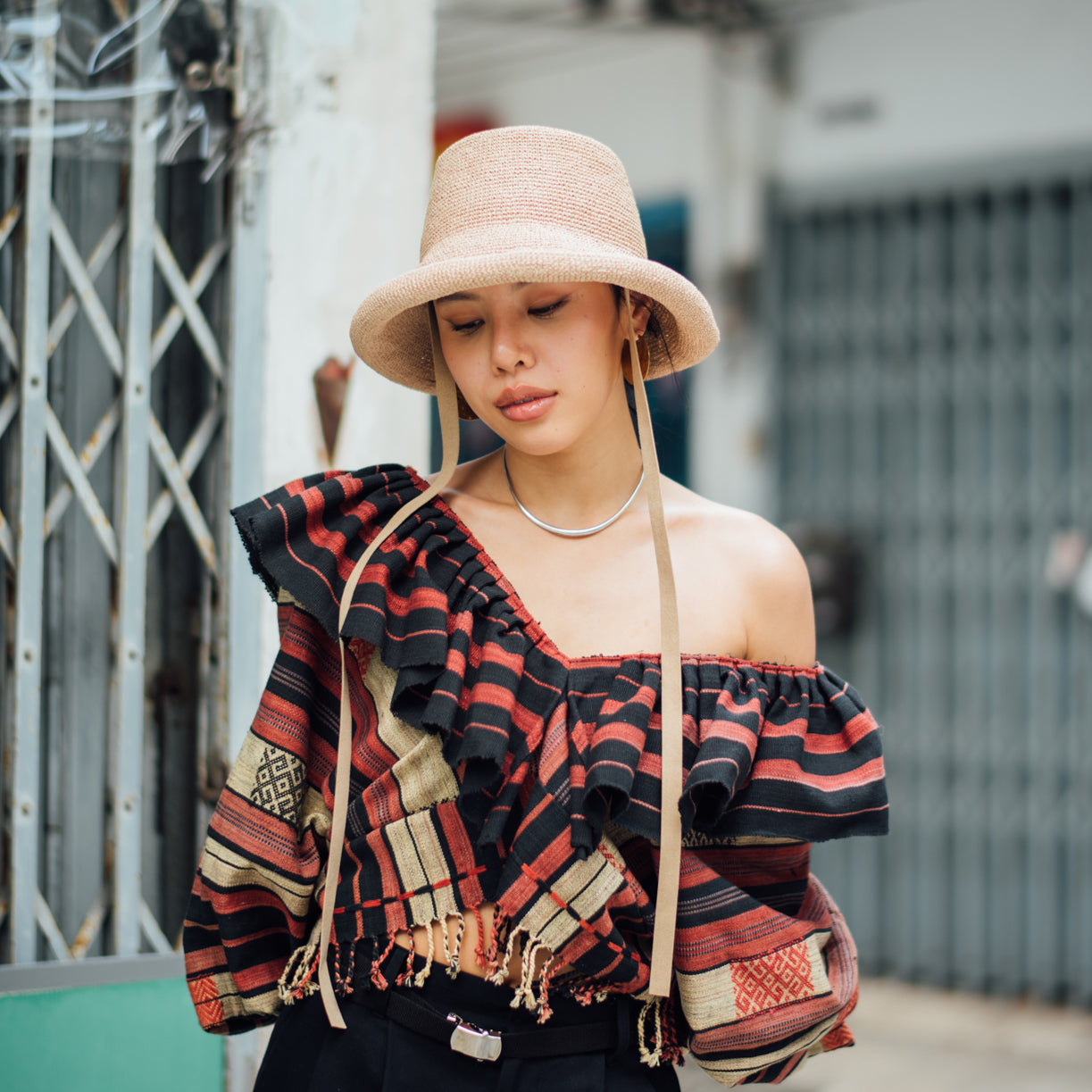 Marihoja デザインのストローハット Weave Sailor Ribbon Hat
