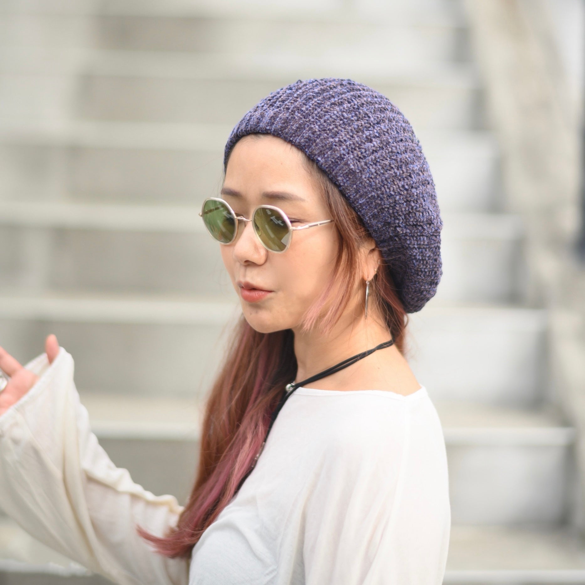 marihoja Relax Knit Rib Beret ブラック Mole Yarn Knit Beret
