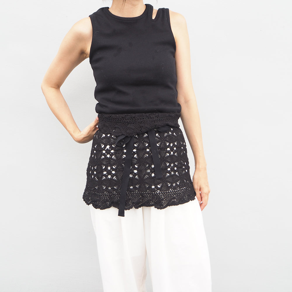 Vintage Lace Wrap Skirt _ Black 25