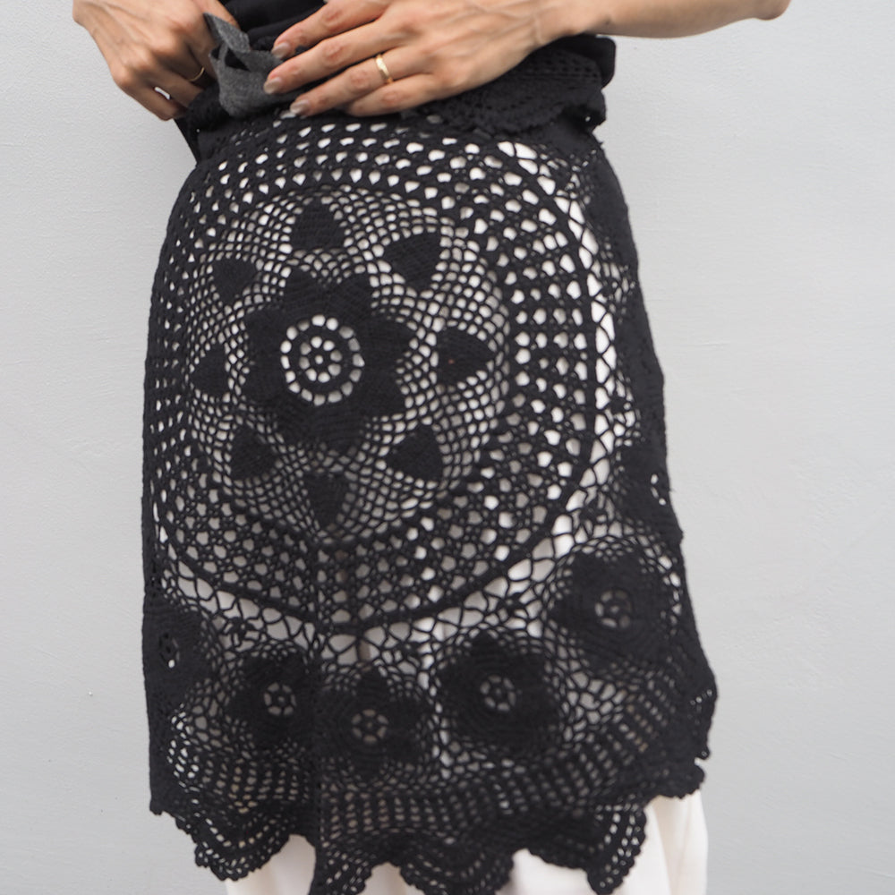 Vintage Lace Wrap Skirt _ Black 27