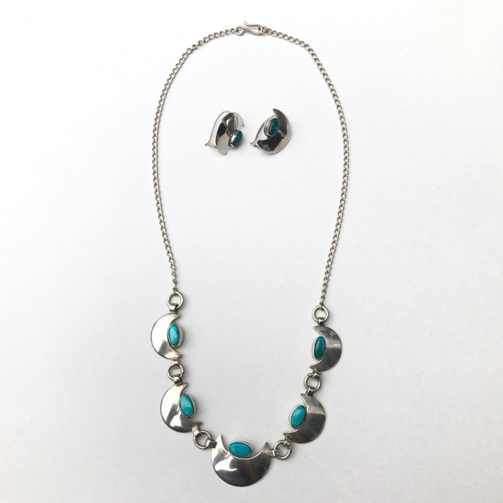 Turquoise Moon Necklace & Earring Set
