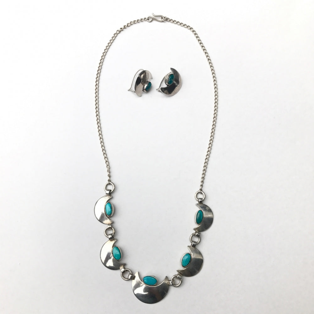 Turquoise Moon Necklace &amp; Earring Set