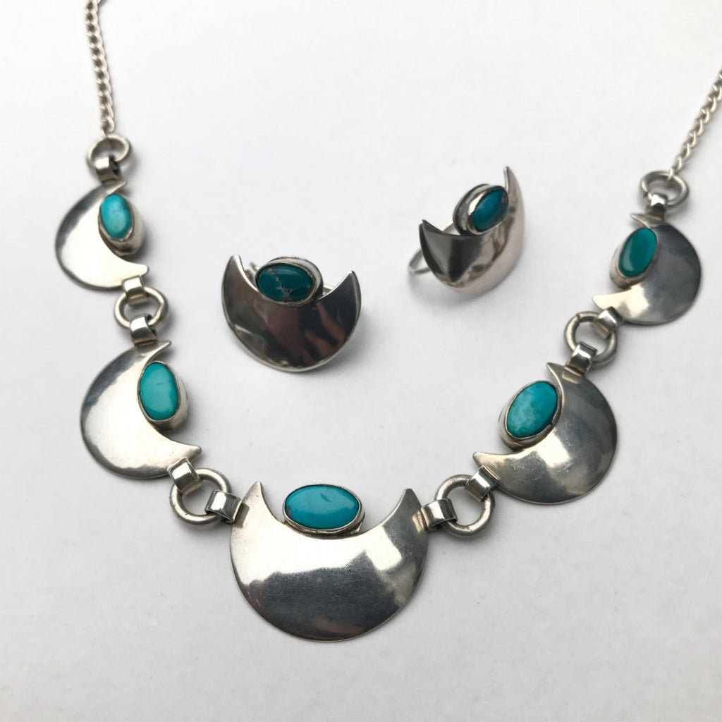 Turquoise Moon Necklace & Earring Set