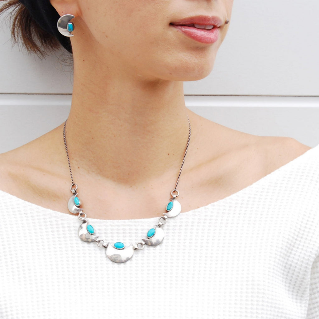 Turquoise Moon Necklace &amp; Earring Set