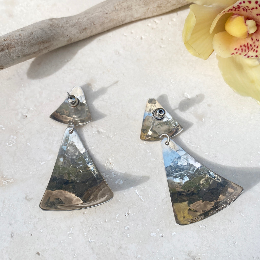 Vintage Mexico Triangle Turquoise  Earring