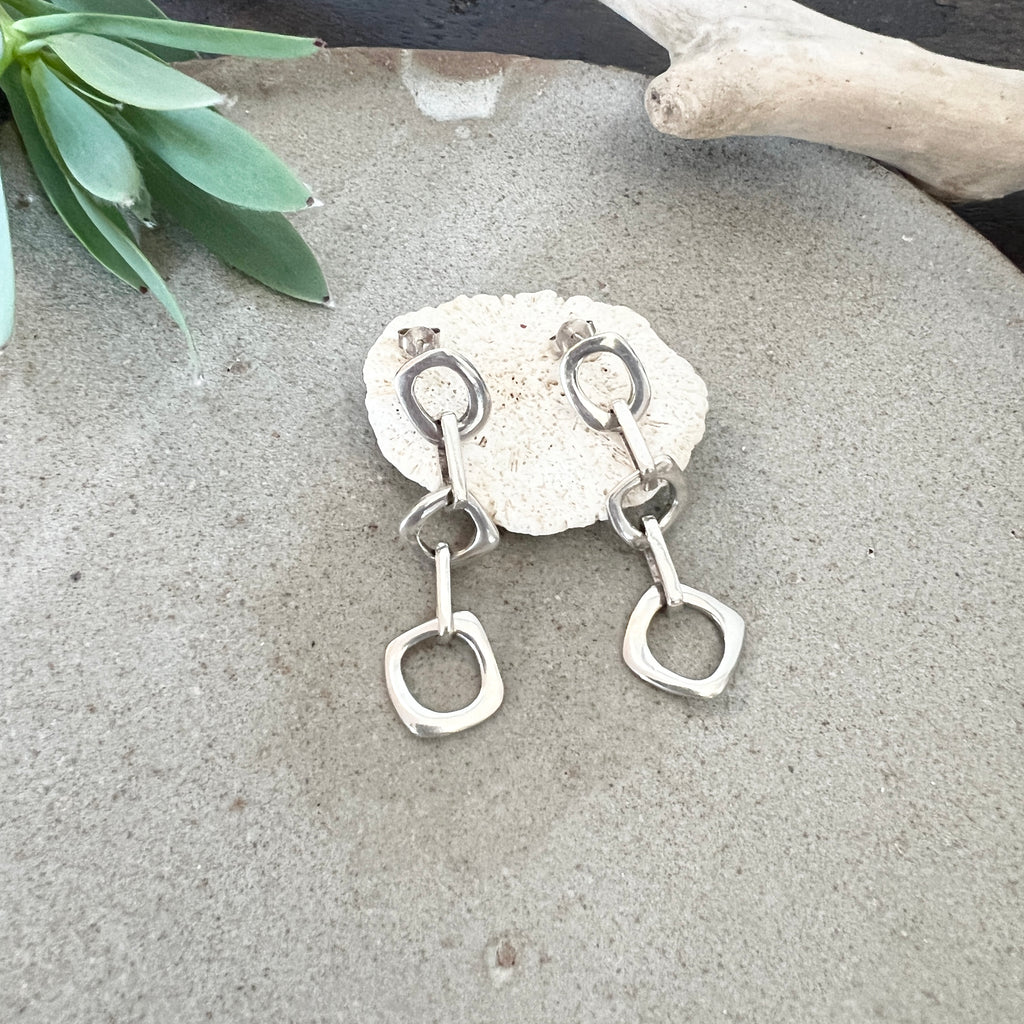 Vintage Silver Swing Square Earring