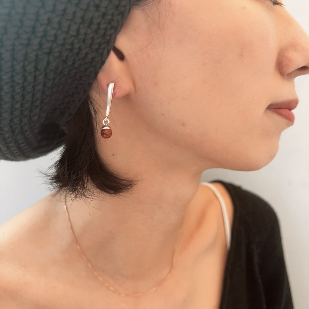 Vintage Silver Swing Amber Earring